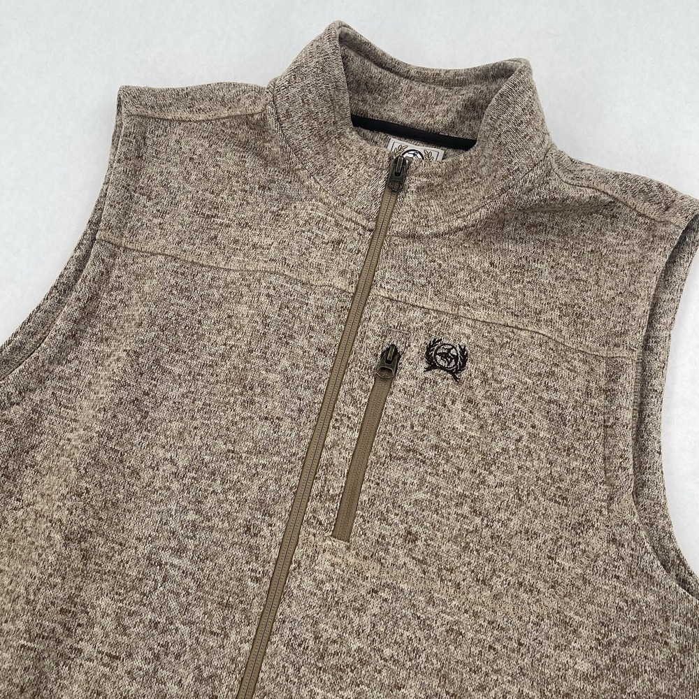 Cinch Vest Mens XL Beige Fleece Sweater Full Zip Western Outdoor Utility